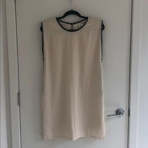 Cream dress with leather & zipper detailing